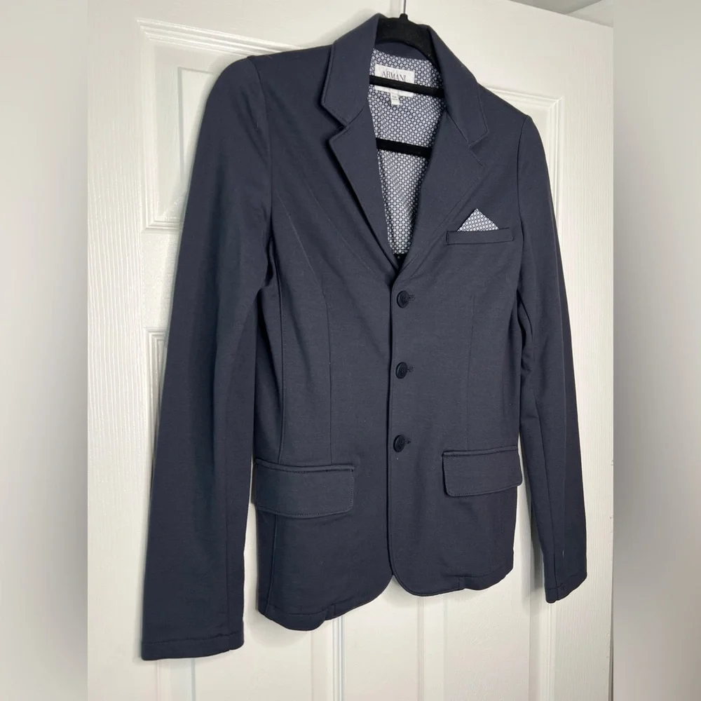 Armani Junior Boys Navy Knit Blazer | Size 13A | Designer Jacket